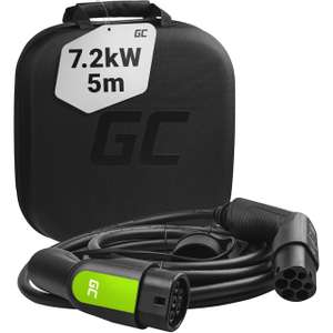 Câble de Charge EV Voiture Électrique Green Cell GC Type 2 PHEV, 7.2kW, 32A, 5 Mètre, Monophasé