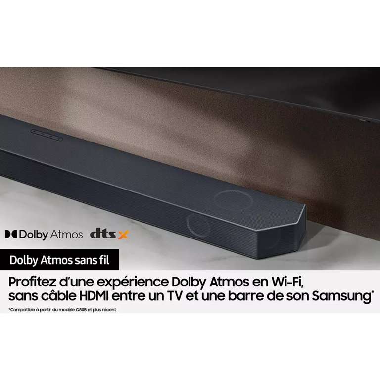 Barre de son 11.1.4 Samsung HW-Q990C (2023) - 656W, Dolby Atmos & DTS:X, Caisson de basses & Enceintes arrière sans fil (Via ODR 200€)