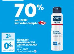 Déodorant active control SANEX MEN (via 2,09€ cagnottés)