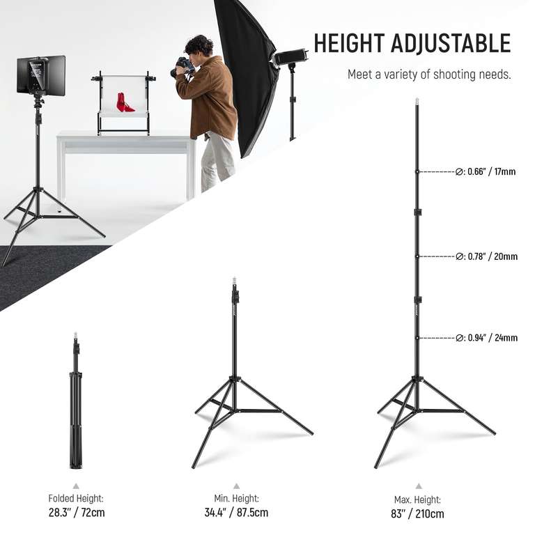 Fotga Support Éclairage Studio - Double Pince Magique Avec Bras Flexible 50cm | Alliage Aluminium