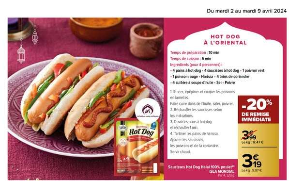 Saucisses halal fumées Hot Dog ISLA MONDIAL