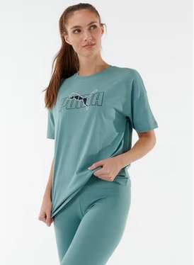 T-shirt fitness manches courtes coton femme Puma - noir ou vert
