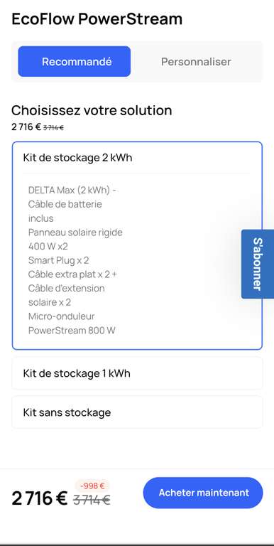 Kit de stockage solaire EcoFlow PowerStream - Batterie Delta Max 2 kWh, 2 panneaux solaire rigide 400W, 2 Smart Plug,... (ecoflow.com)