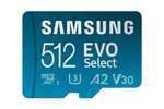 Carte Mémoire Micro SDXC Samsung Evo-Select UHS-I U3 - 512Go, 130mo/s Full-HD et 4K avec adaptateur SD