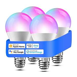 Lot de 4 Ampoules connectées Meross - E27, WiFi, RGB dimmable, Compatibles Alexa, Google Home, HomeKit