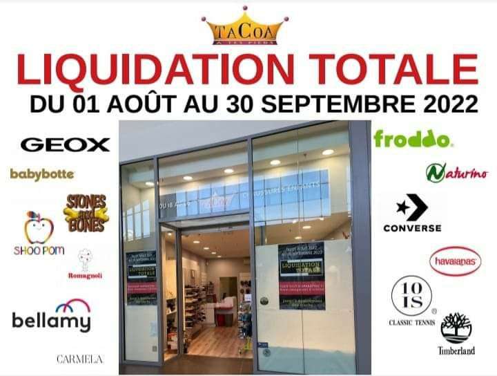 Liquidation Totale du Magasin de chaussures pour enfants - Tacoa Grand Moun, Saint-Pierre-du-Mont (40)