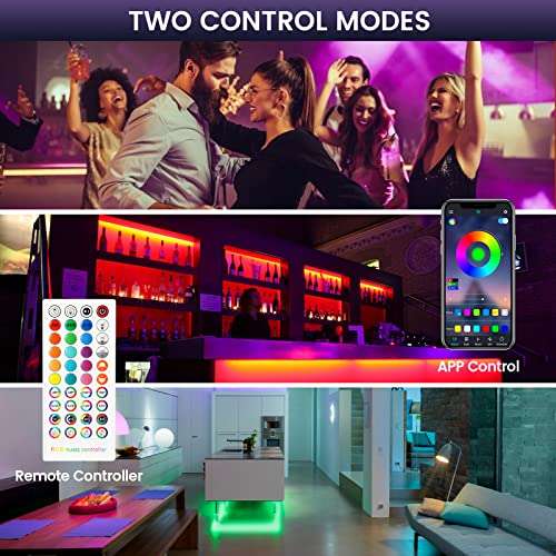 Ruban LED 6M Bande LED RGB Multicolore App Contrôle, Led Ruban avec Télécommande à 40 Touches (Vendeur Tiers)