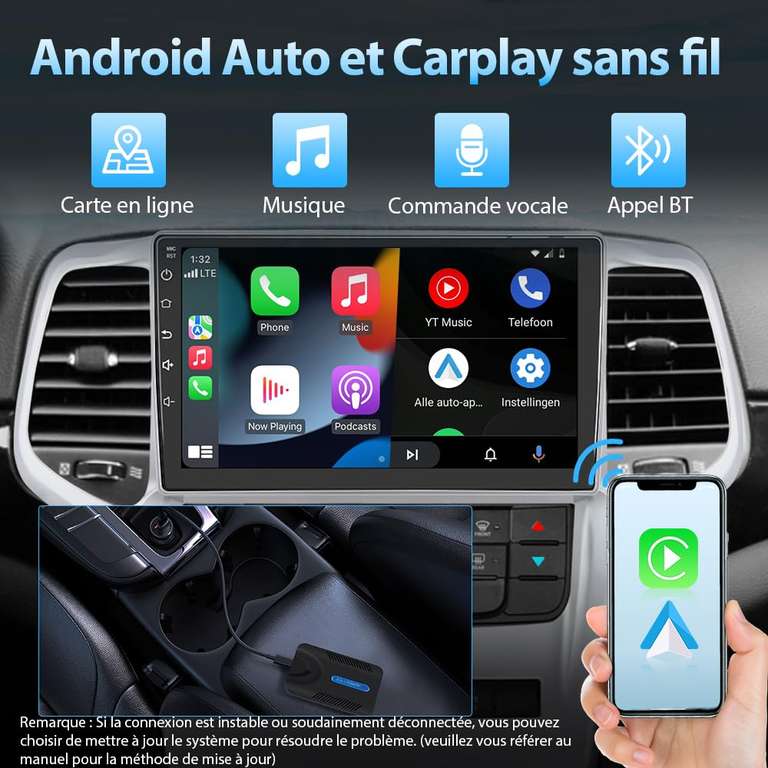 Wireless Android Auto Carplay transforme Le Filaire en sans Fil, Prend en  Charge Air Play, Smart View (vendeur tiers - via coupon) –