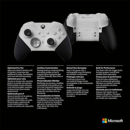 Microsoft Xbox One Manette sans fil Elite Series 2 Core Edition, Contrôleur  Blanc/Noir