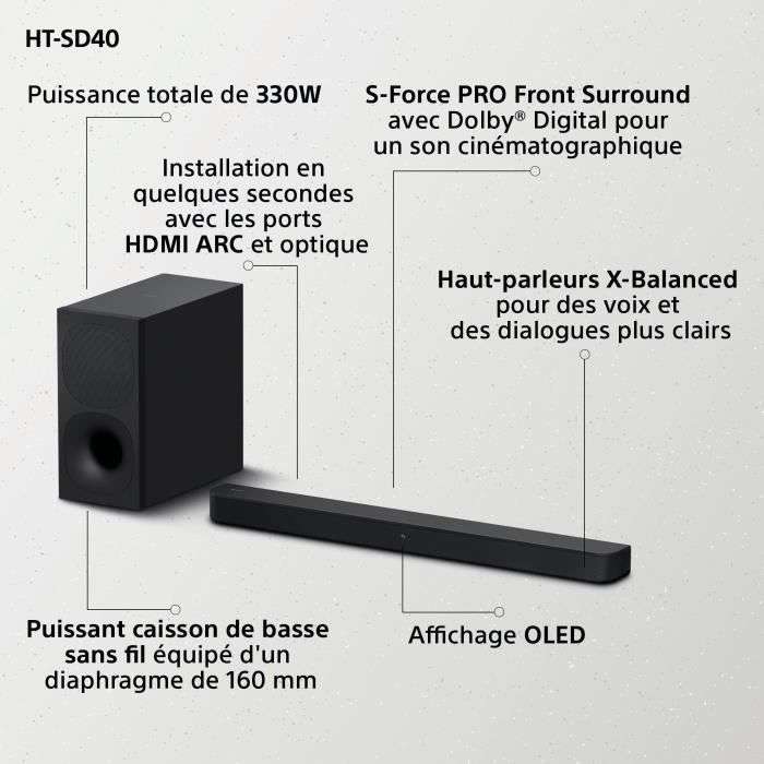 Buy Sony HT-SD40 Soundbar Speaker Black 2.1 Channels