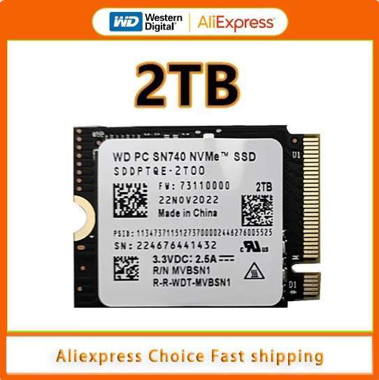 SSD interne M.2 NVMe 2230 Western Digital SN740 - 2 To (Compatible Steam  Deck, ROG Ally & Microsoft Surface - 256Go à 29,30€) –