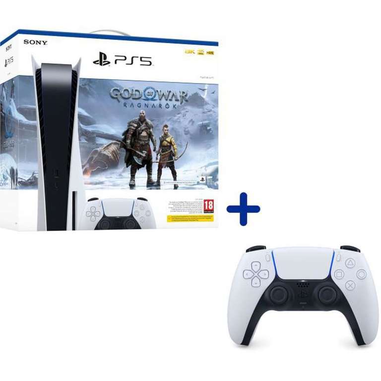 Console PS5 Standard + God of War : Ragnarök (Code) + Manette DualSense Blanche