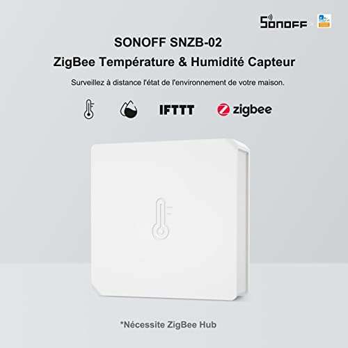 Capteur de température et d'humidité Sonoff Zigbee 3.0 SNZB-02 (Vendeur tiers)