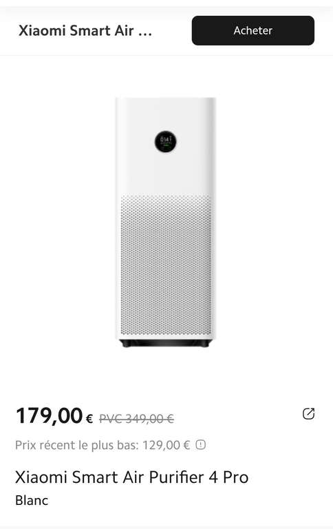 Purificateur d'air Xiaomi Air purifier 4 pro