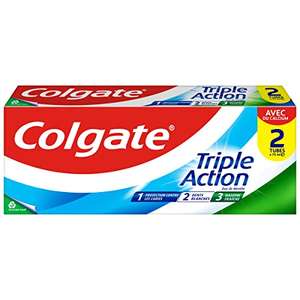 Lot de 2 tubes de dentifrice Colgate Triple Action Menthe Originale - 2x75ml (via Abonnement "Prévoyez et Economisez")