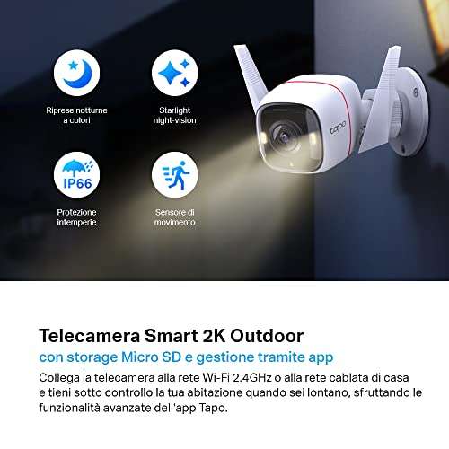 Caméra Surveillance WiFi extérieur Tapo C320WS - QHD 4MP(2K+), Vision nocturne en couleur, étanche IP66, Détection de personne