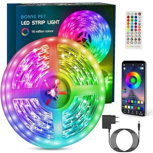 Ruban LED 6M Bande LED RGB Multicolore App Contrôle, Led Ruban avec Télécommande à 40 Touches (Vendeur Tiers)