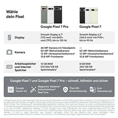 Smartphone 6.32" Google Pixel 7 - 5G, OLED FHD+ 90Hz, 8 Go RAM, 128 Go + Google Pixel Buds Pro (coloris au choix)