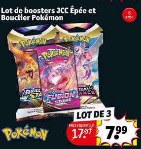 Lot de 3 Boosters de cartes Pokémon Epée et Bouclier - Kruidvat (Frontaliers Belgique)