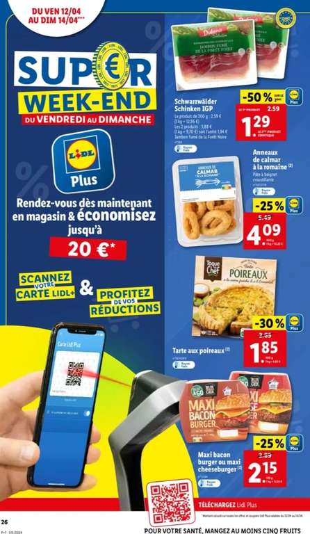 Promotions sur une sélection de produits alimentaires (via Carte Lidl+)