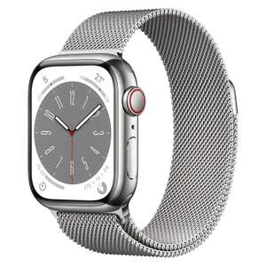 Montre connectée Apple Watch Series 8 GPS + Cellular, Acier Inoxydable 41 mm, Bracelet Milanais, Argent