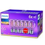 Lot de 6 ampoules LED Philips Standard E27 - 7W = 60W, transparent