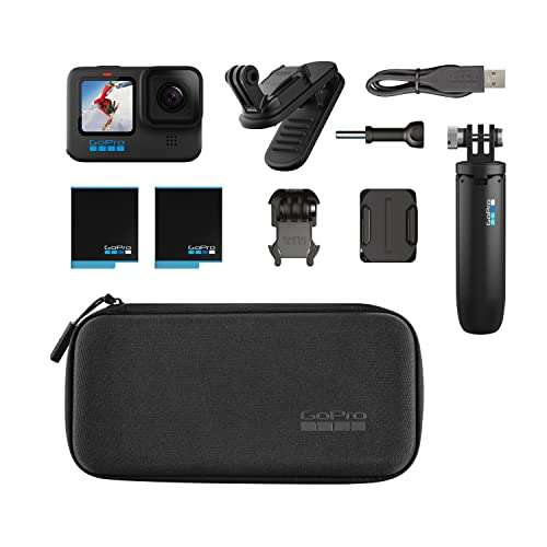 [Prime] Pack GoPro Hero 10 Black + 2 batteries + clip magnétique + trépied + étui de transport