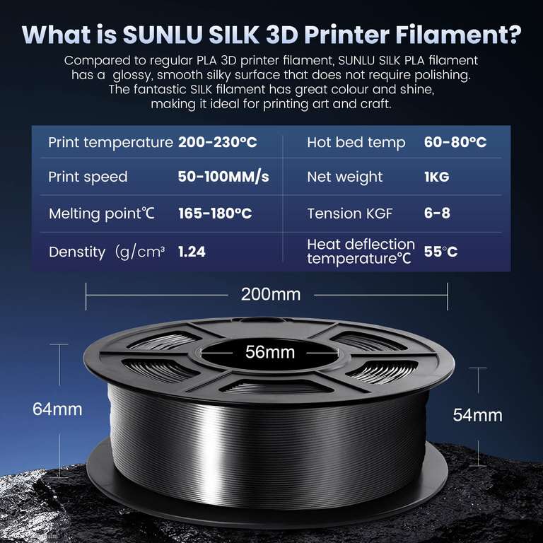 Filament d'imprimante 3D en soie brillante PLA Plus 1,75 mm