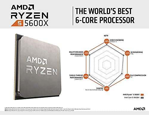 Processeur AMD Ryzen 5 5600X avec ventirad (3.7 GHz / 4.6 GHz)