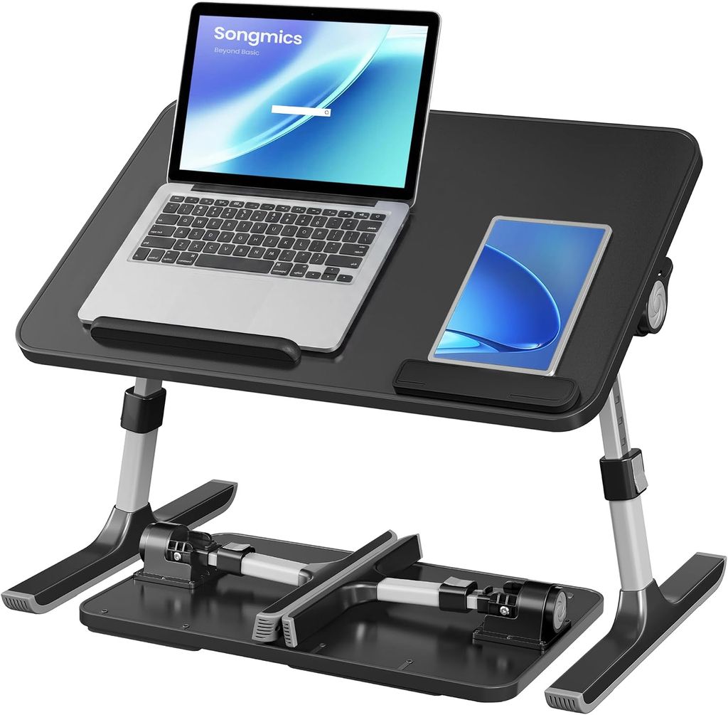 Support PC portable Songmics avec tiroir - réglable en hauteur, inclinaison, Charge max 25 kg