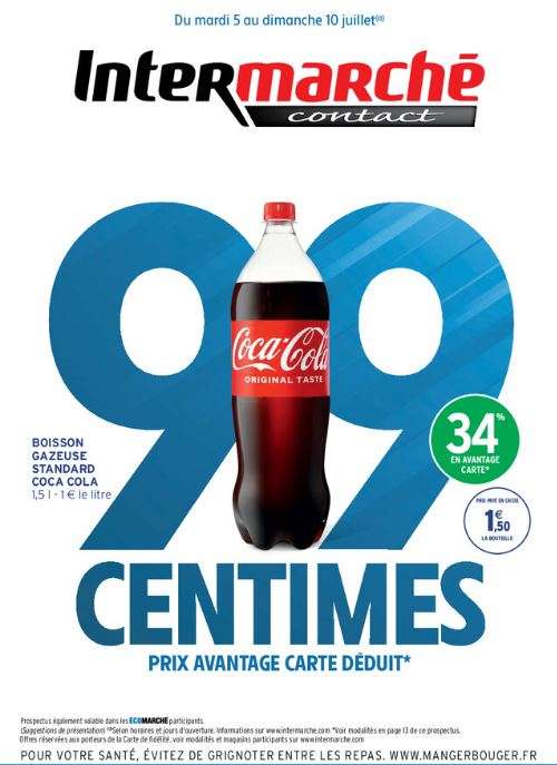 Bouteille de Coca Cola - 1.5L (via 0,51€ sur la carte fidélité)