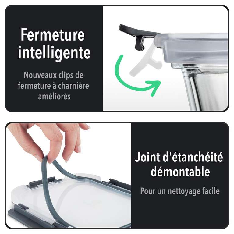 5 Boîtes-Repas En Verre Borosilicate - Récipients Hermétiques Four/Micro-ondes - Meal Prep Sain