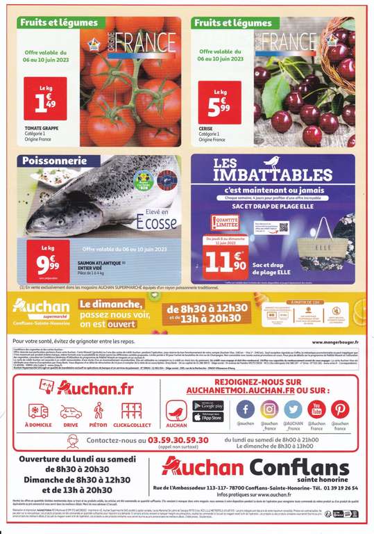 40€ d'achats = 4 Bons de Réduction de 10€ offerts et utilisables dès 30€ d’achats (1/Sem. - Sous Conditions) - Conflans-Sainte-Honorine (78)