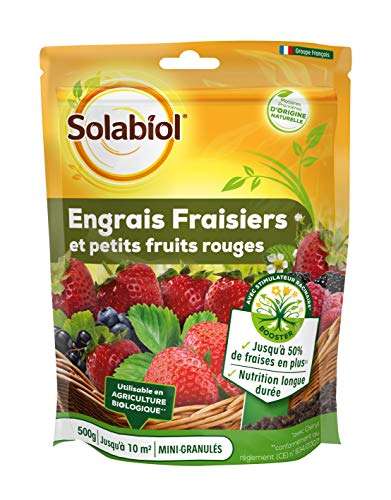 Engrais Solabiol Fraisiers Et Petits Fruits SOFRAY500 - 500 g - Stimulateur de croissance - Utilisable en Agriculture Biologique