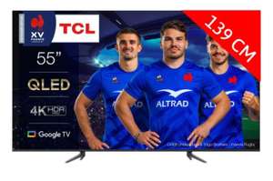 TV 55" TCL 55QLED770 (2023) - 4K, QLED, Dolby Vision & Atmos, HDR Pro, HDMI 2.1, VRR/ALLM, Google TV (via ODR 100€)
