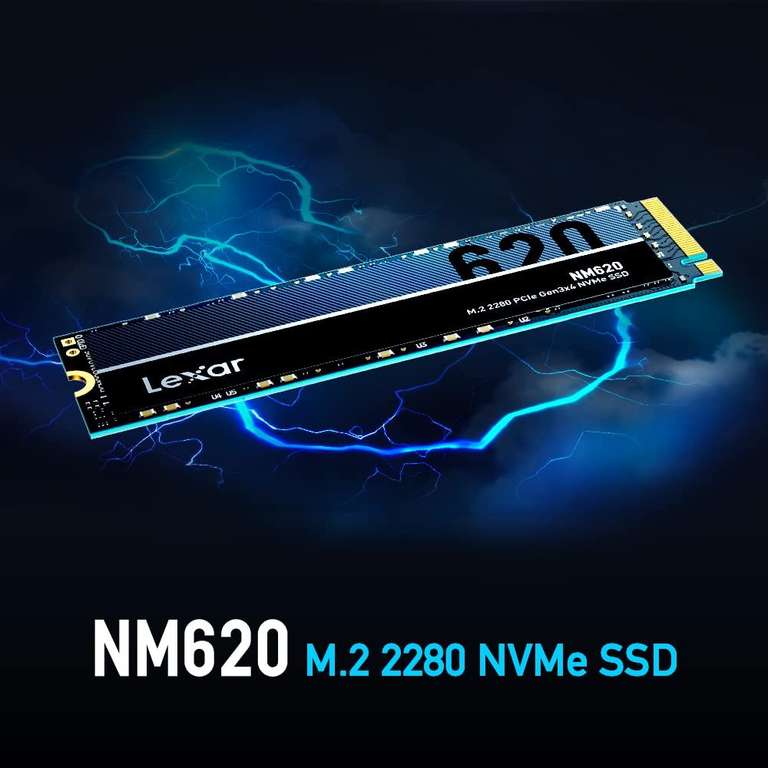 SSD interne M.2 NVMe Lexar NM620 - 2 To, TLC, Jusqu'à 3300-3000 Mo/s