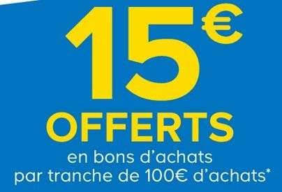 15€ offerts en bon d'achat tous les 100€ dépensés (Hors Exceptions et Non cumulable) - Gonfreville-l'Orcher (76)