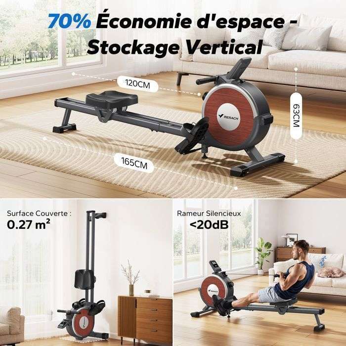 Rameur Magnétique CHAOKE Pliable Pour Maison 160 Kg 16 Niveaux