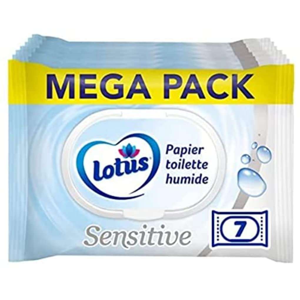 Lot de 7 paquets de 42 feuilles de papier toilette humide Lotus Sensitive  (via abonnement) –