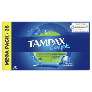 Boite de 36 tampons avec applicateur Tampax Compak (via 3.94€ sur la carte de fidélité)