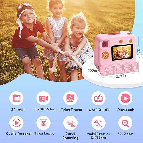 Appareil photo instantané enfants 2,4 Diamooky - 1080p, avec papier  d'impression & carte mémoire 32 Go, rose ou jaune (vendeur tiers) –