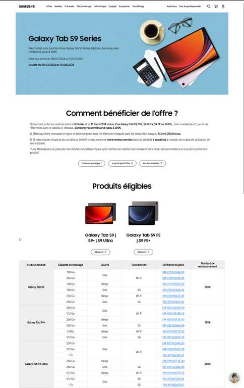 [Client Macif ou Boursorama] Tablette Galaxy Tab S9+ Wi-Fi 512go + Galaxy Buds2 (via ODR 150€)
