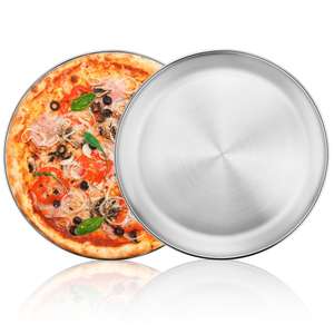Lot de 2 plaques à pizza rondes Joyfair - 26 cm, acier inoxydable, Pour cuisson et service, passe au lave-vaisselle (vendeur tiers)