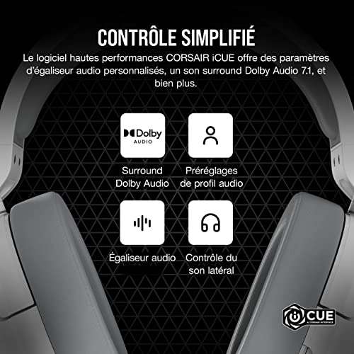 Casque Gaming filaire Corsair HS55 - Son Surround Dolby Audio 7.1, Microphone Omnidirectionnel