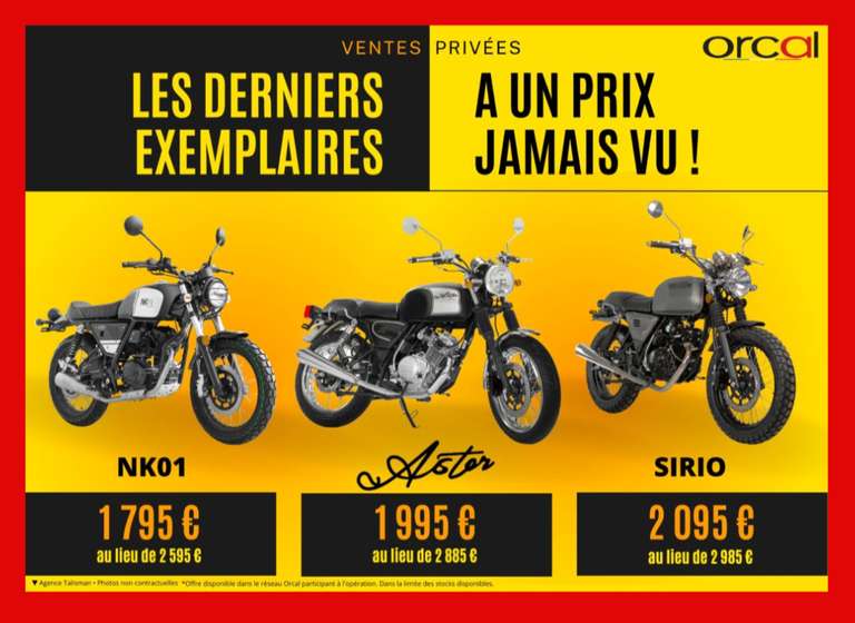Sélection de motos en promotion - Ex : Moto 125cc Orcal NK01 (orcal-motor.fr)
