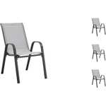 4 fauteuils de Jardin - Acier et textile - Gris