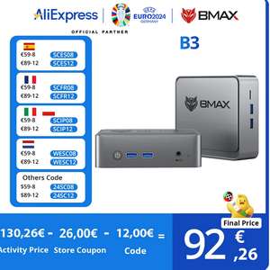 Mini PC v1.Mini BMAX B3 - Windows 11 Pro, Intel N5095, 8 Go de RAM, DDR4, 256 Go SSD, Intel 11e Isabel UHD, ethernet 1000Mbps (Via Coupon)