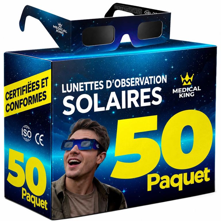 Pack de 50 Lunettes Éclipse Solaire ISO 12312-2 - avec 2 Filtres Smartphone (Vendeur Tiers) — Amazon