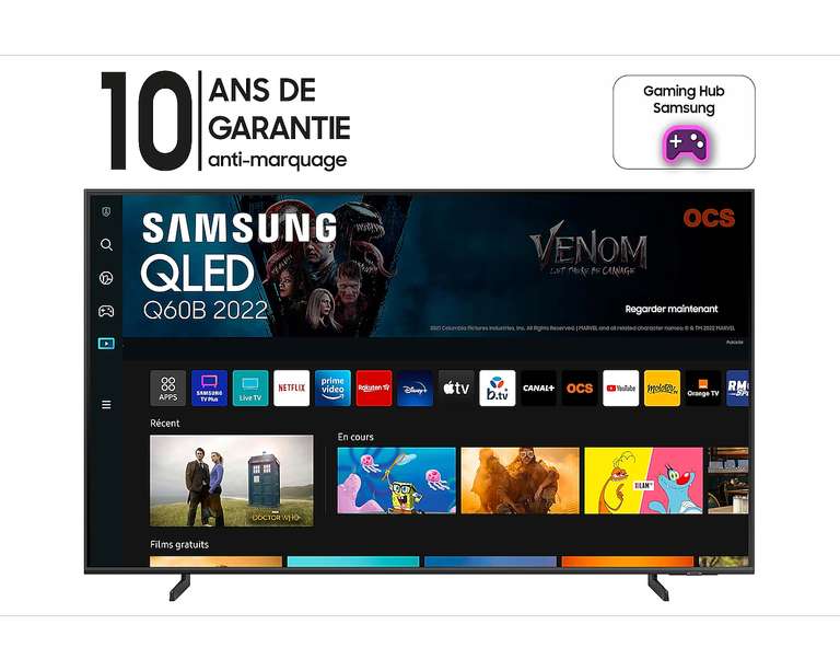 [Macif Avantages] TV Samsung 50" QLED 50Q60B 2022 - 4K UHD, Smart TV, HDR10, 50 Hz (via ODR 87,61€)