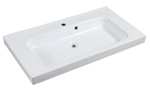 Sélection de vasques et plans vaques en promotion - Ex : Plan vasque simple Perla Résine de synthèse blanc l.82 x P.48 cm